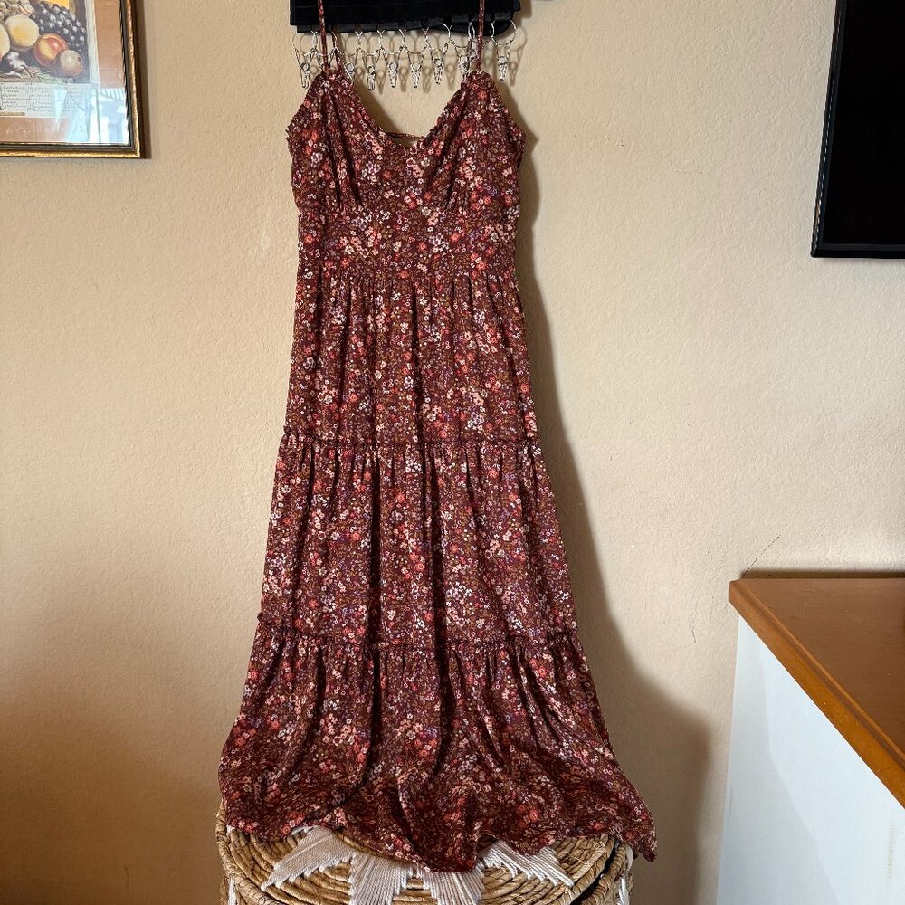 Trixxi Cottagecore Boho Floral Midi Dress – Corset Back – Size M